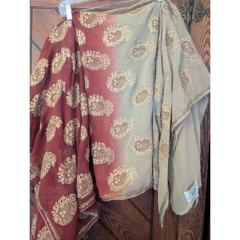 VTG Seasons Mumbai Pre-Stitched Saree Ombre Burgundy Georgette Dalmia India